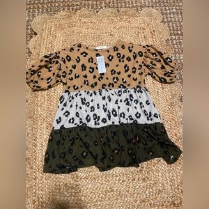 ODDY from Dimples & Dirt Boutique toddler girls leopard print tiered dress